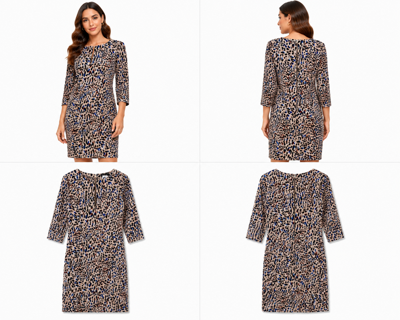Random Leopard Print Keyhole Shift Dress (Size XS)