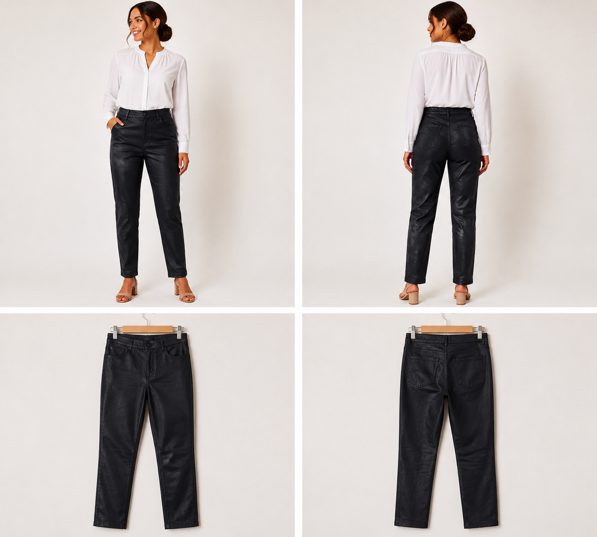 Grace Hill Faux Leather Front Ponti Pants (Size 14)