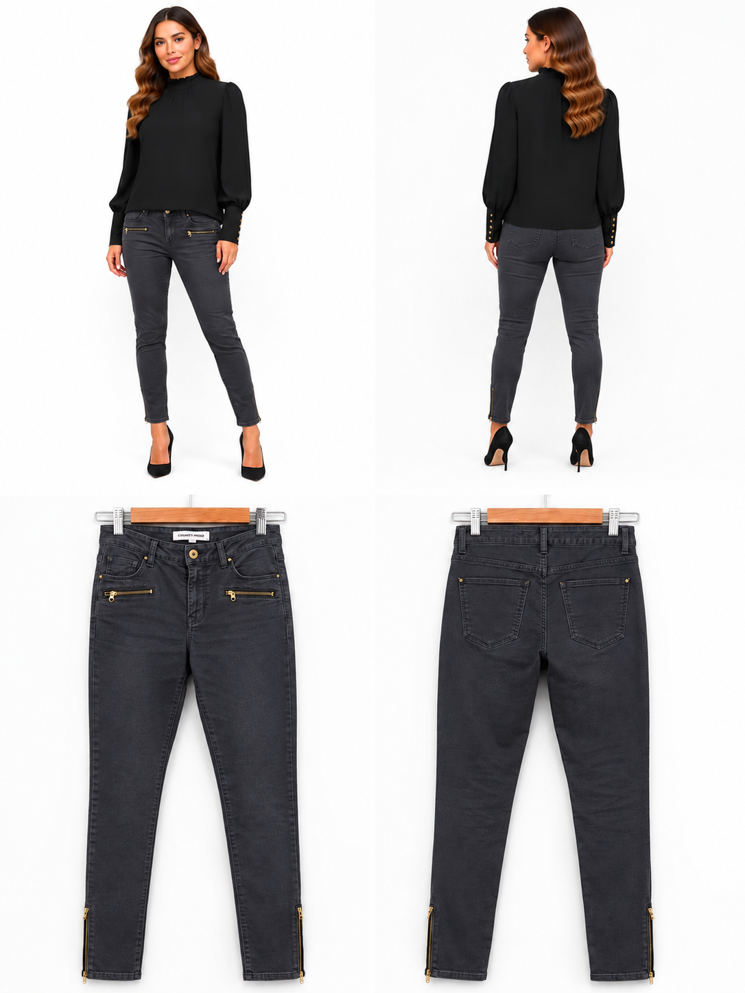 Country Road Grey Jeans Zip Front Detail (Size 10)