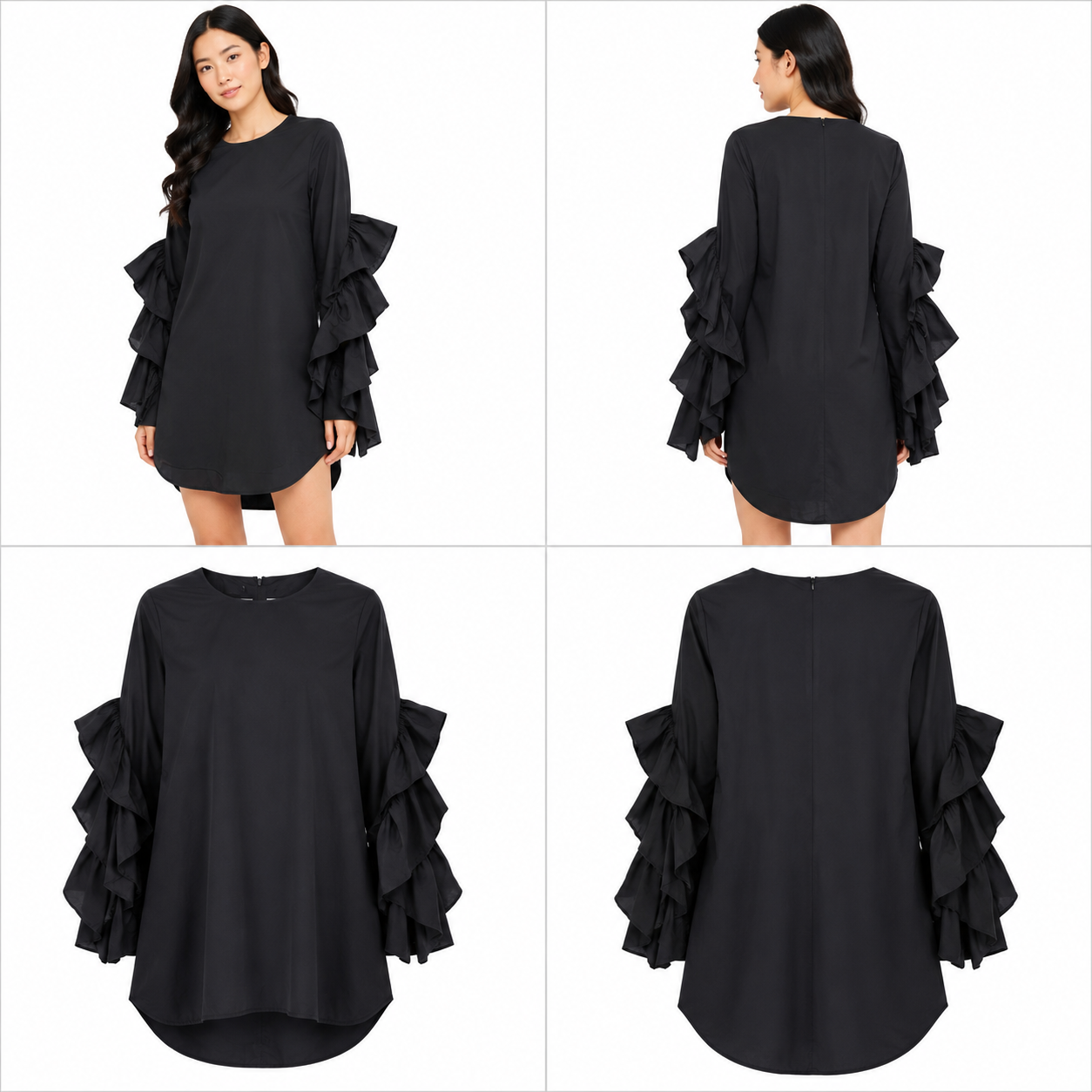 COS Long Sleeve Black Dress (Size 8)