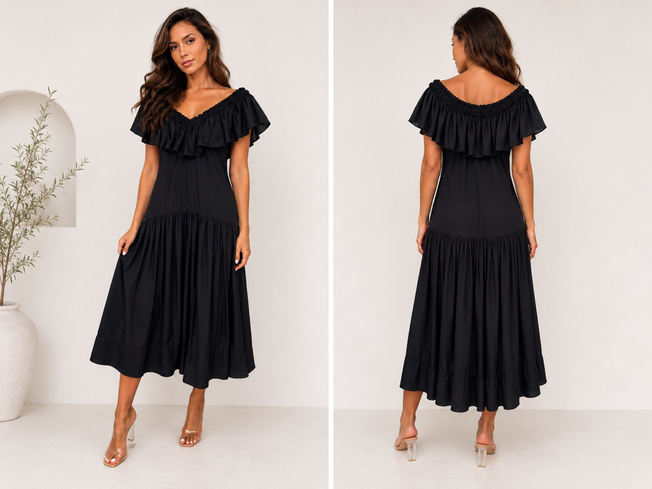 Aje Black Ruffle Mini Dress with Belt (Size 12)