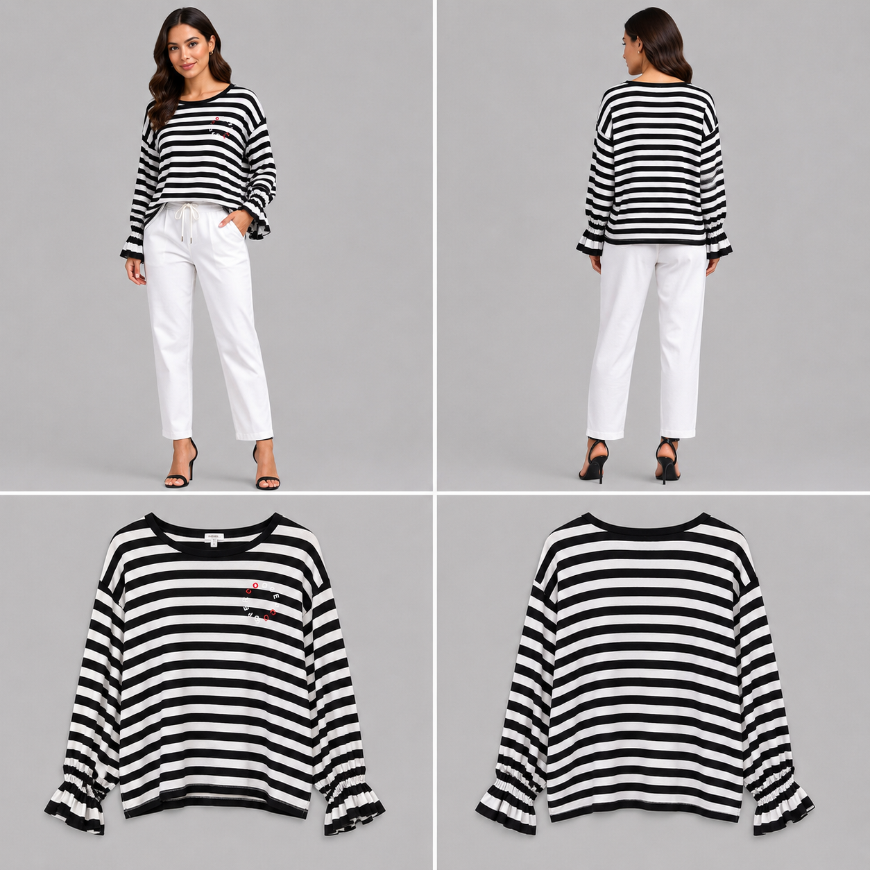 Cooper Black & White Stripe Top (Size L)