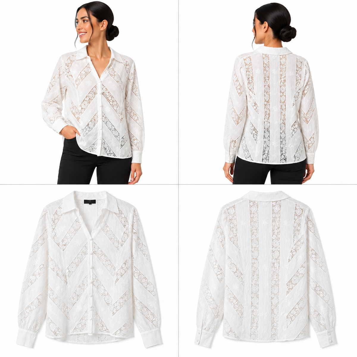 Amaya White Patterned Shirt (Size 14)