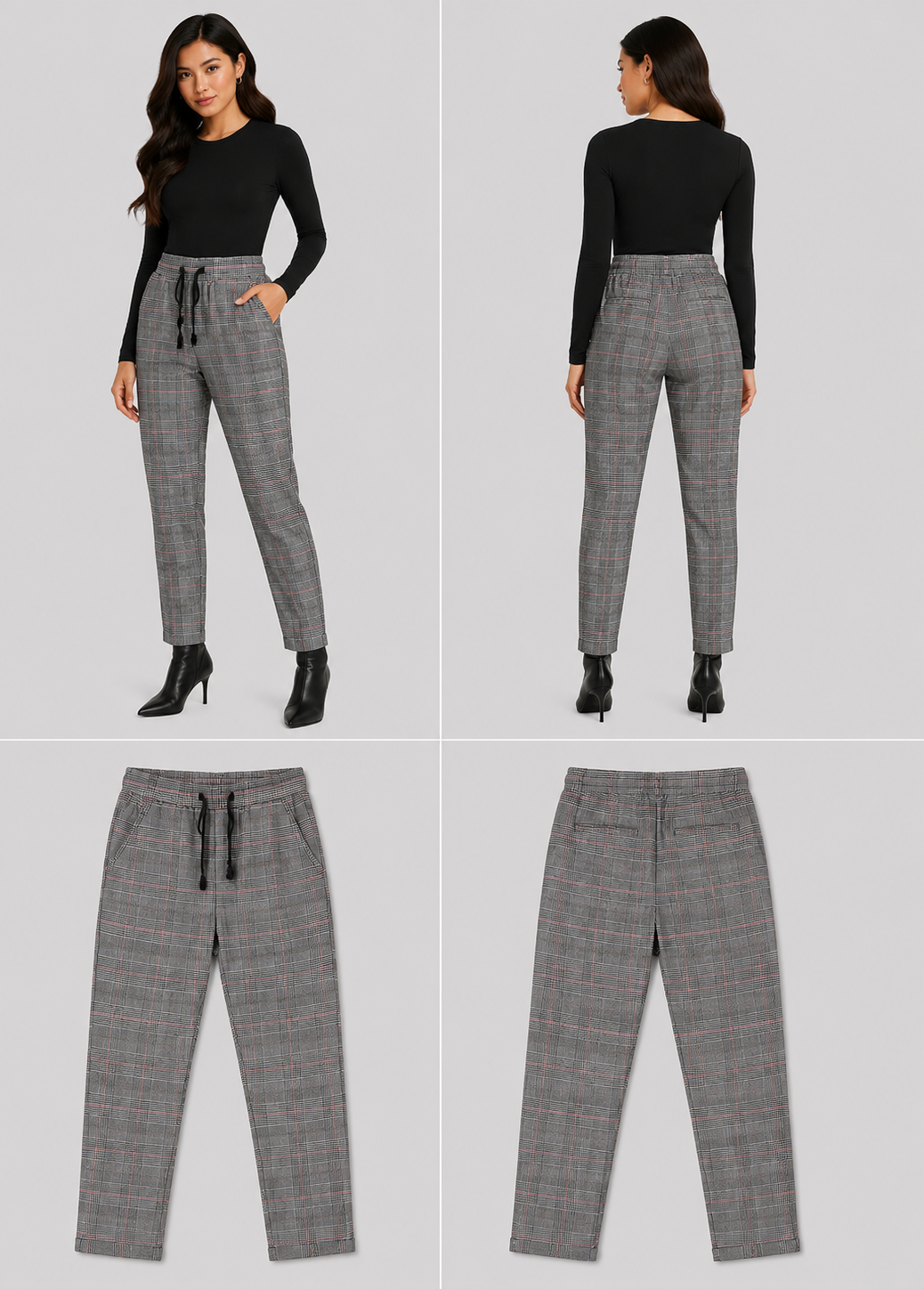 Drycopper Grey & Red Plaid Pants (Size 8)