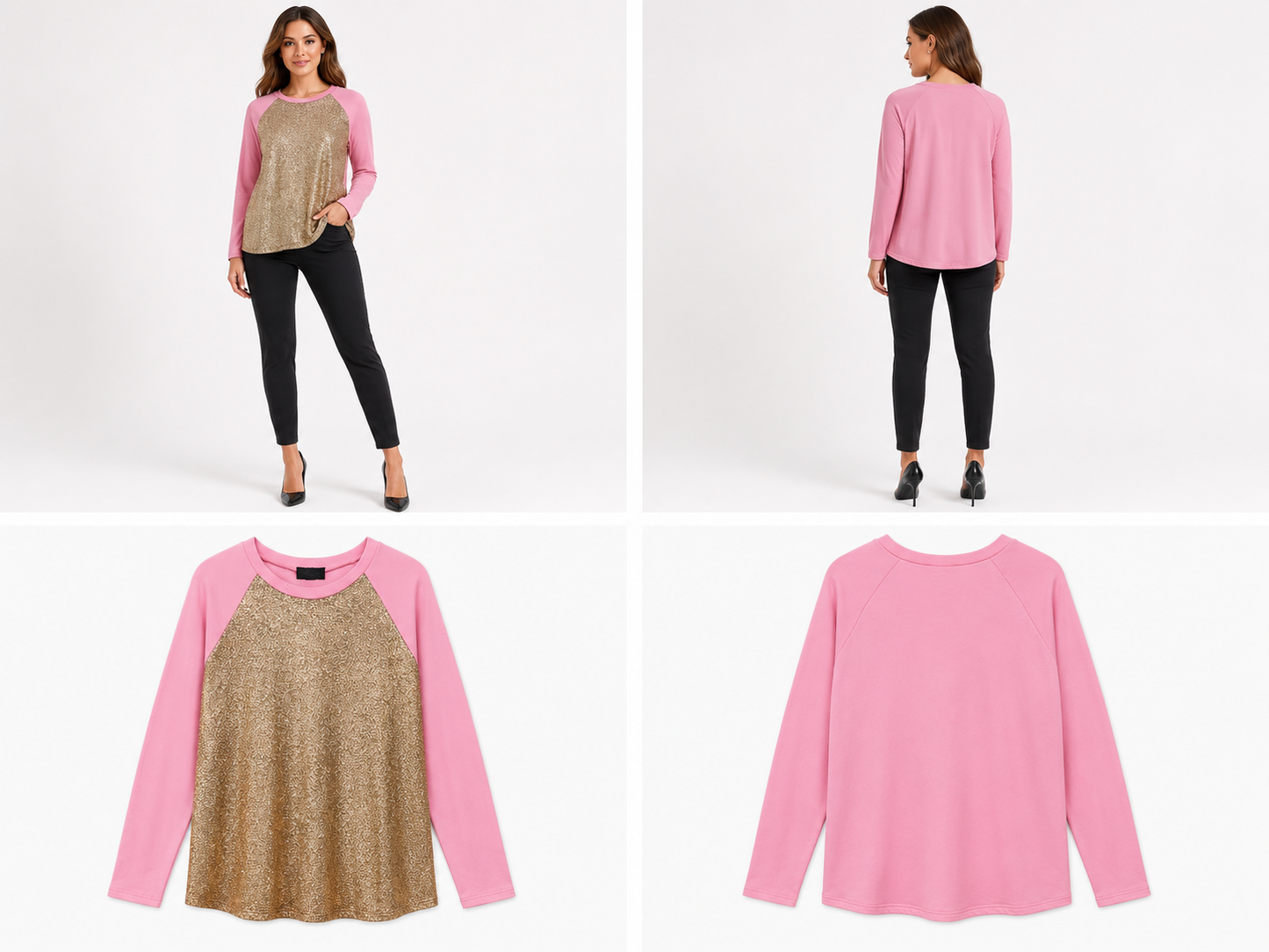 Augustine Pink & Gold Sparkle Top (Size L)
