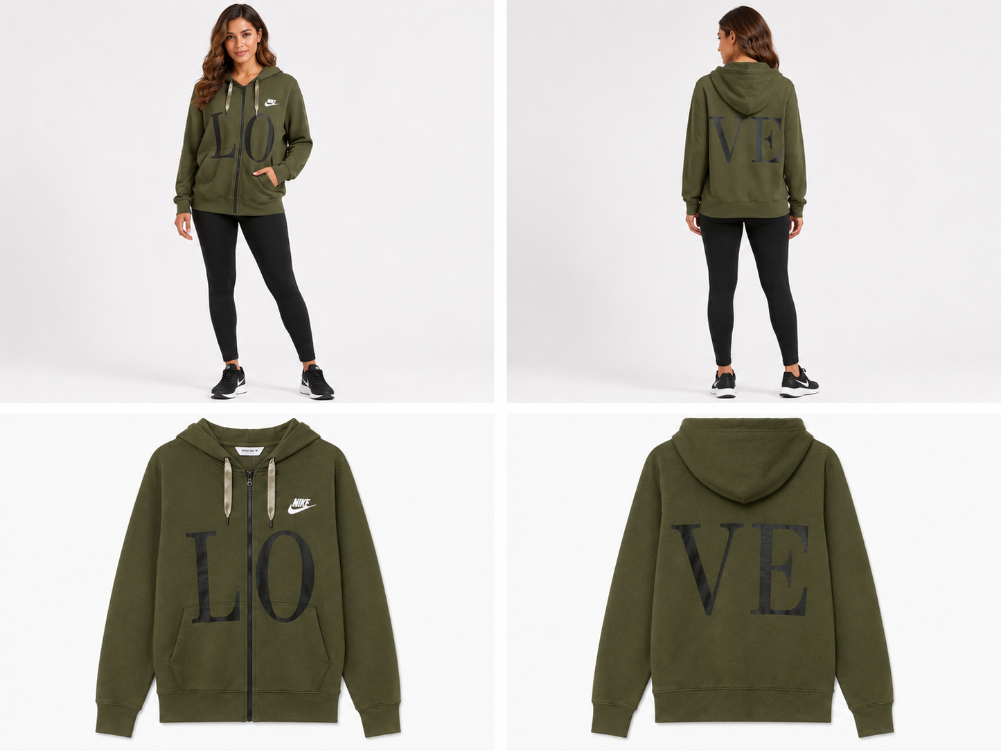 Lemon Tree Khaki Hooded Zip Sweatshirt (Size 16)