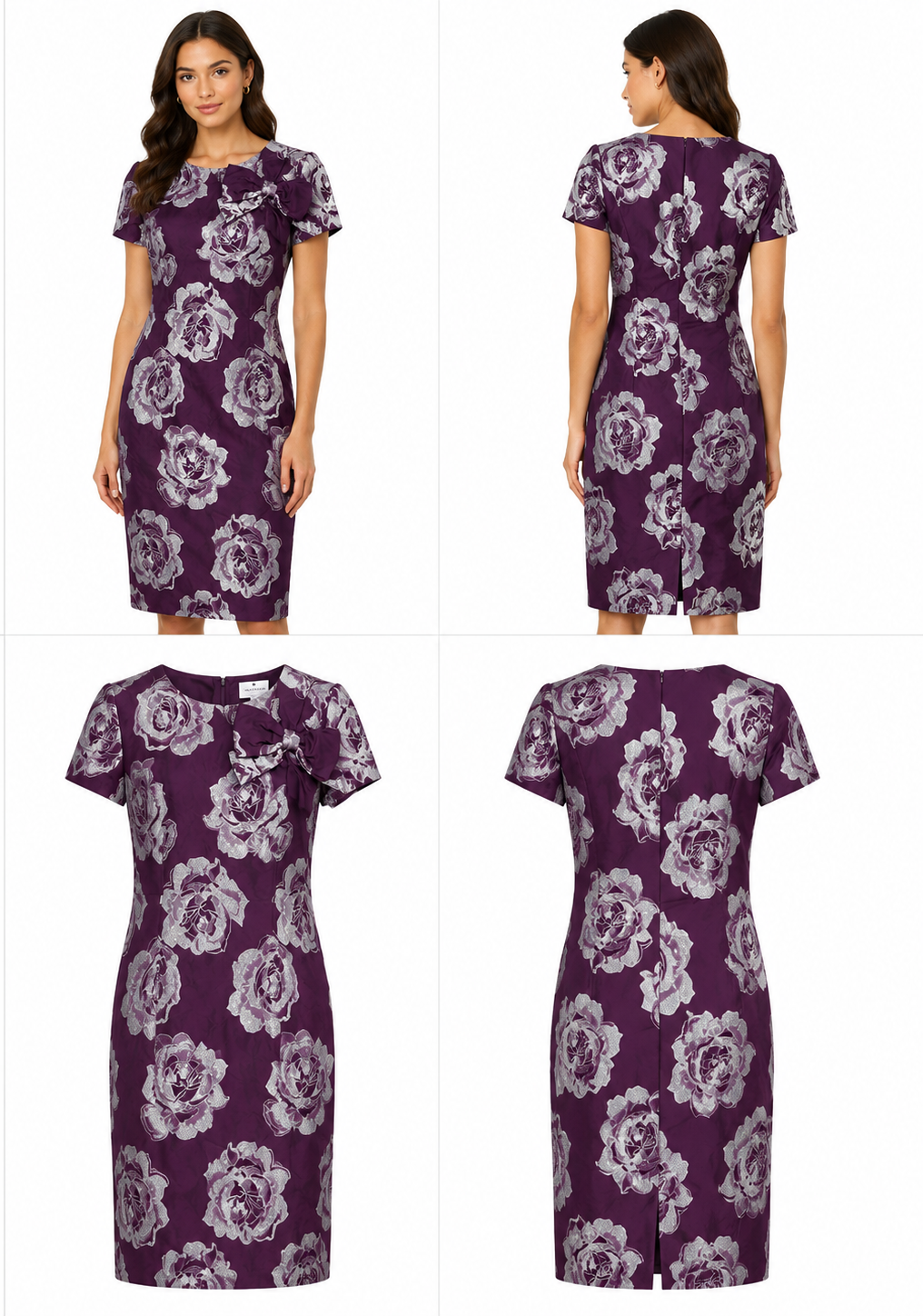 Anna Stratton Purple & Silver Flowers Dress (Size 10)