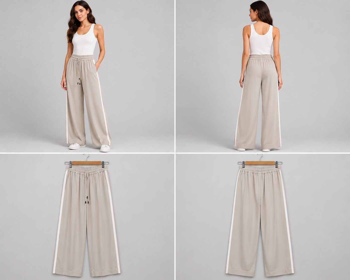 Stories to be Told Taupe Pleated Wide Leg Pants (Size XS)
