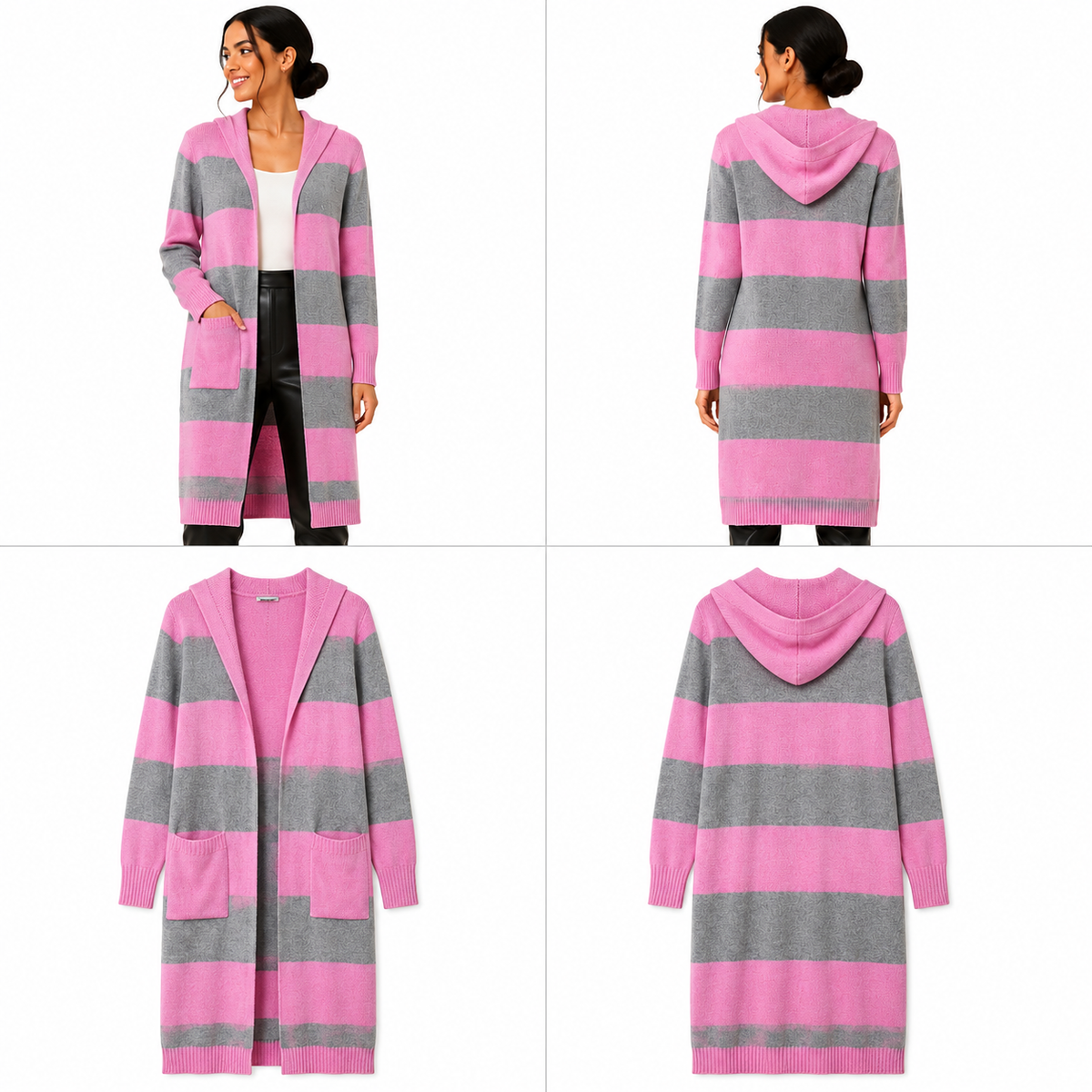 Homely Striped Hooded Cardigan (Size M)