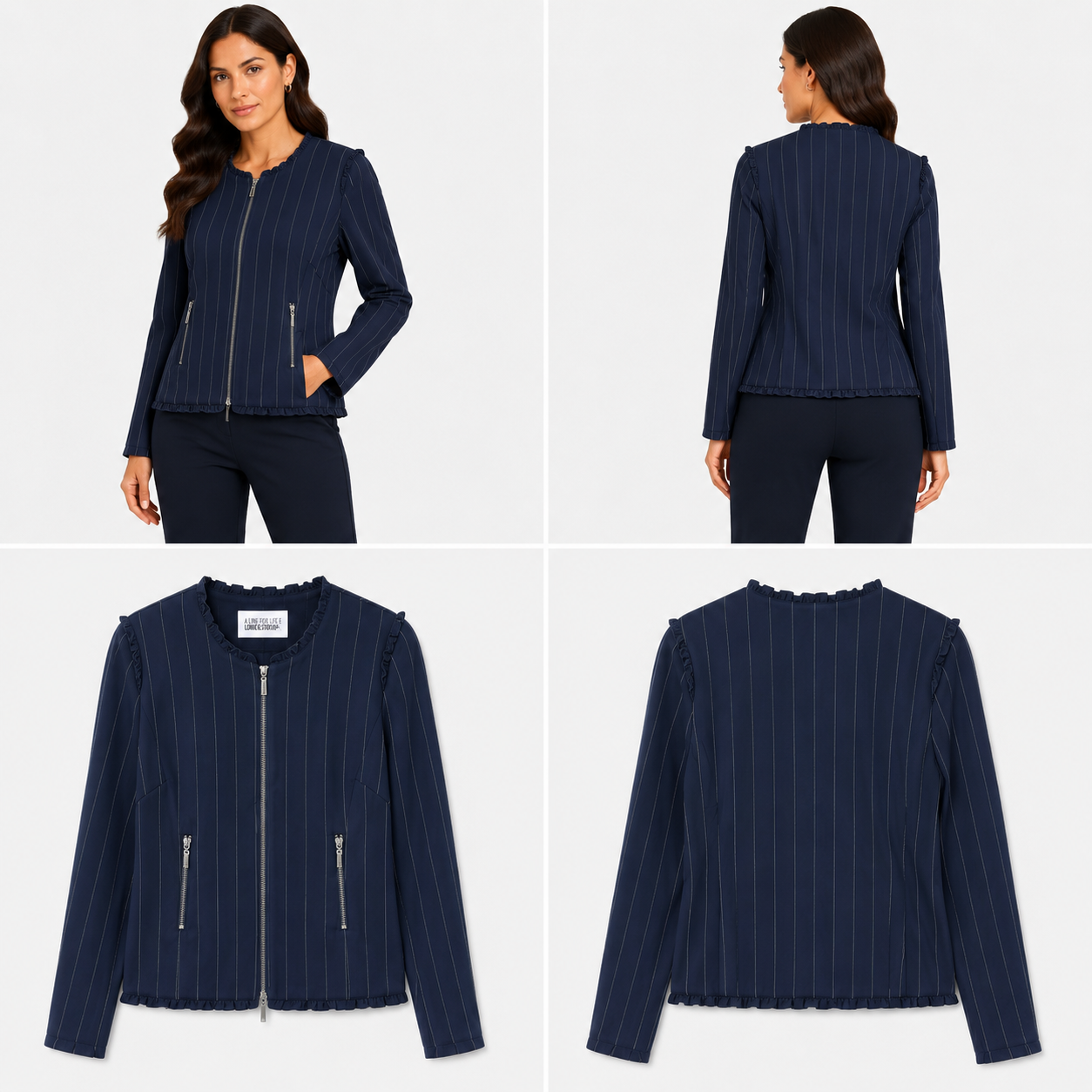Loobie's Story Navy Pinstripe Jacket (Size 14)