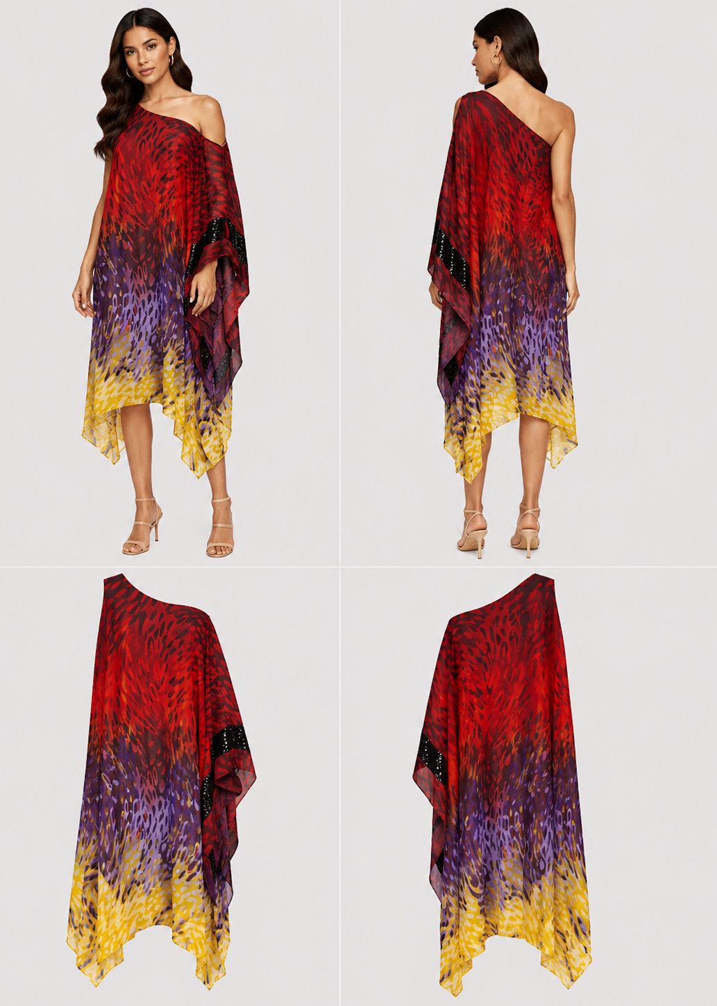 Jazmine Deep Red Jungle Print Dress (Size S)