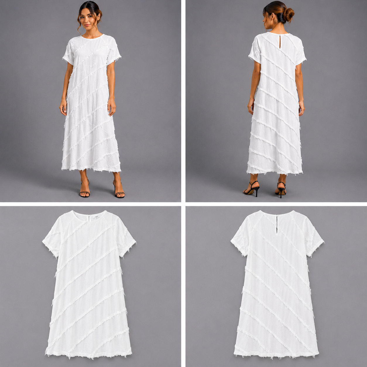 Dissh Textured Diagonal Midi Dress (Size 8)