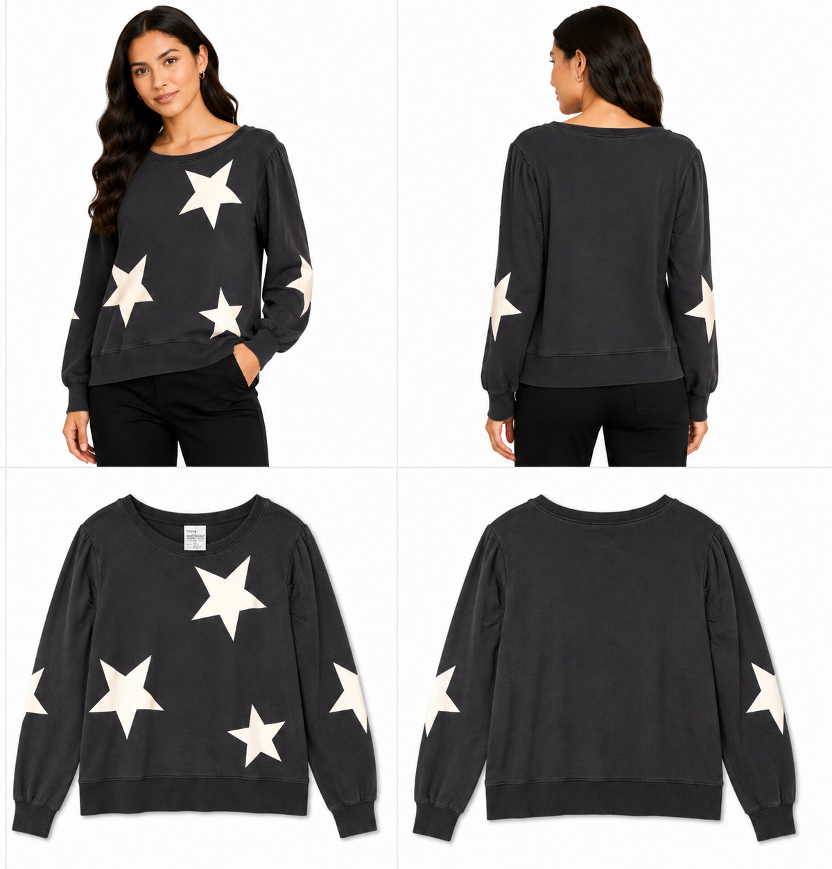 Stella & Gemma Black with White Star Sweatshirt (Size 16)