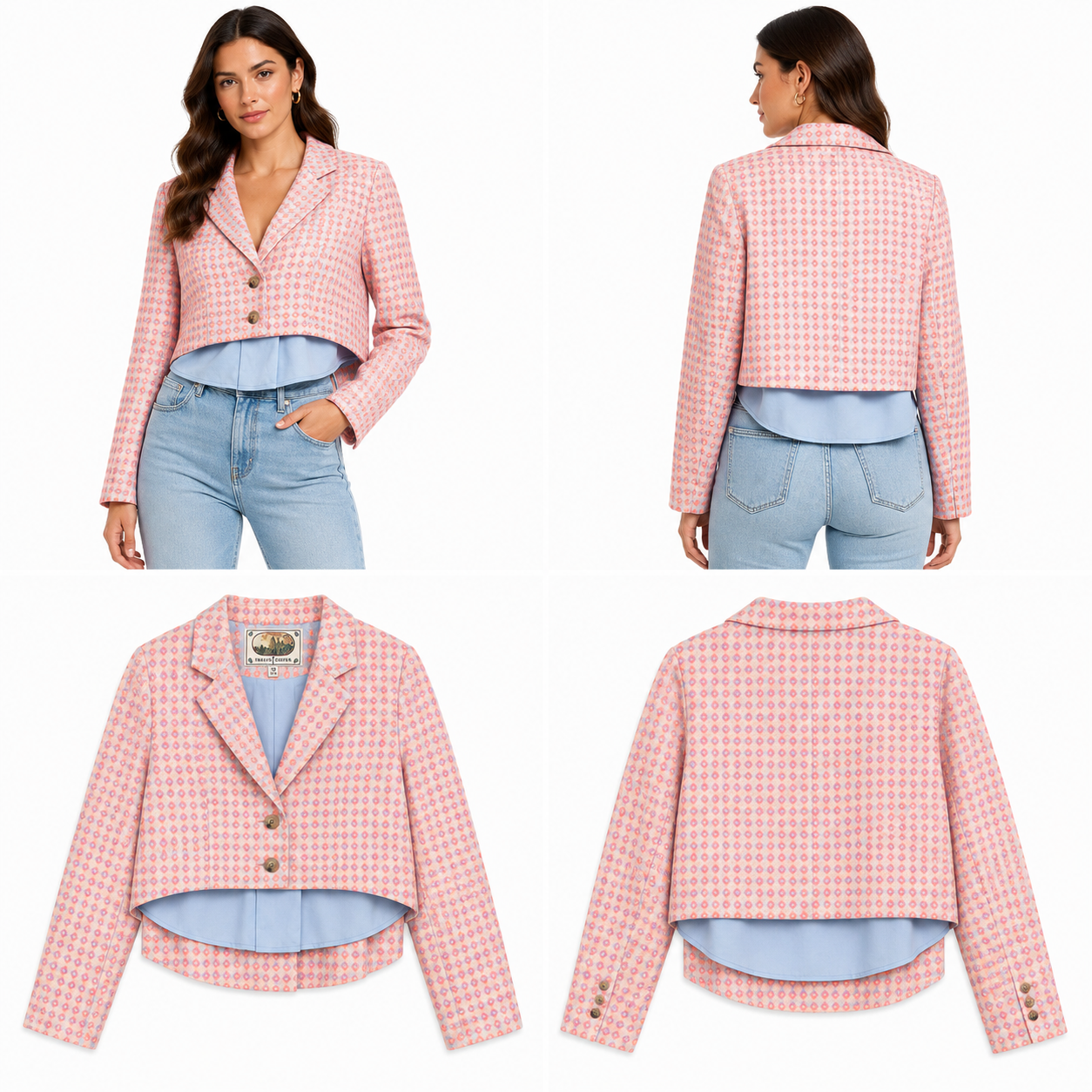Trelise Cooper Apricot & Blue Jacket (Size 10)