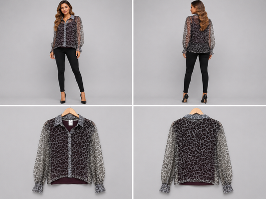 Zara Sheer Leopard Print Shirt & Undertop (Size S)