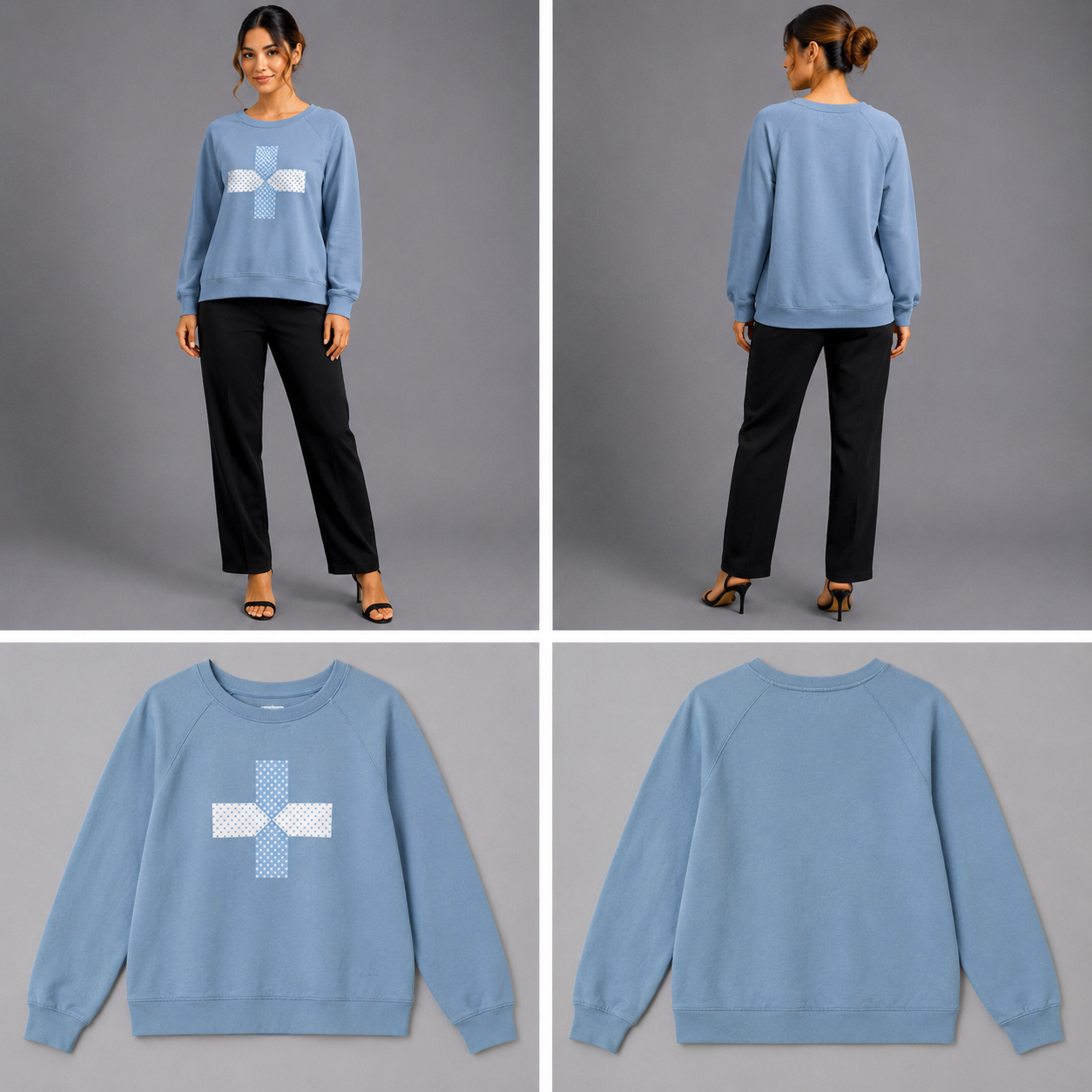 Stella & Jemma Sweatshirt Blue & White Cross