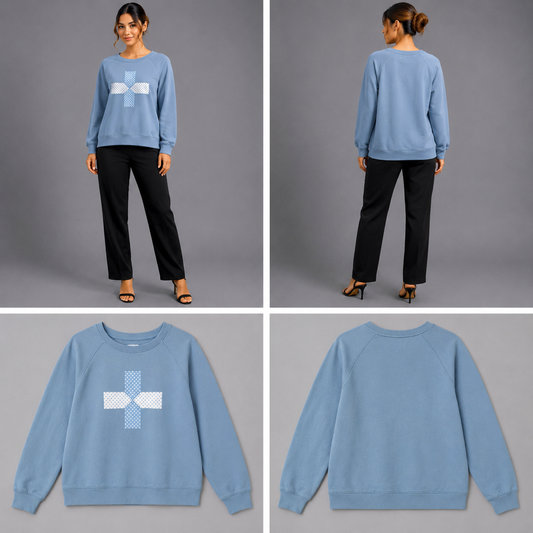 Stella & Jemma Sweatshirt Blue & White Cross
