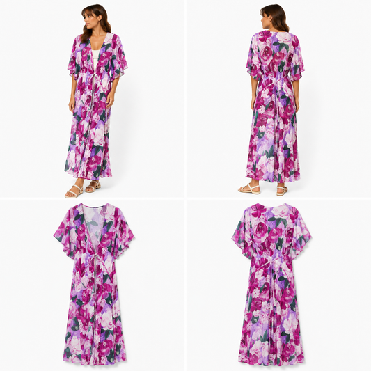 Annah Stretton Floral Wrap Dress with Pockets (Size M)