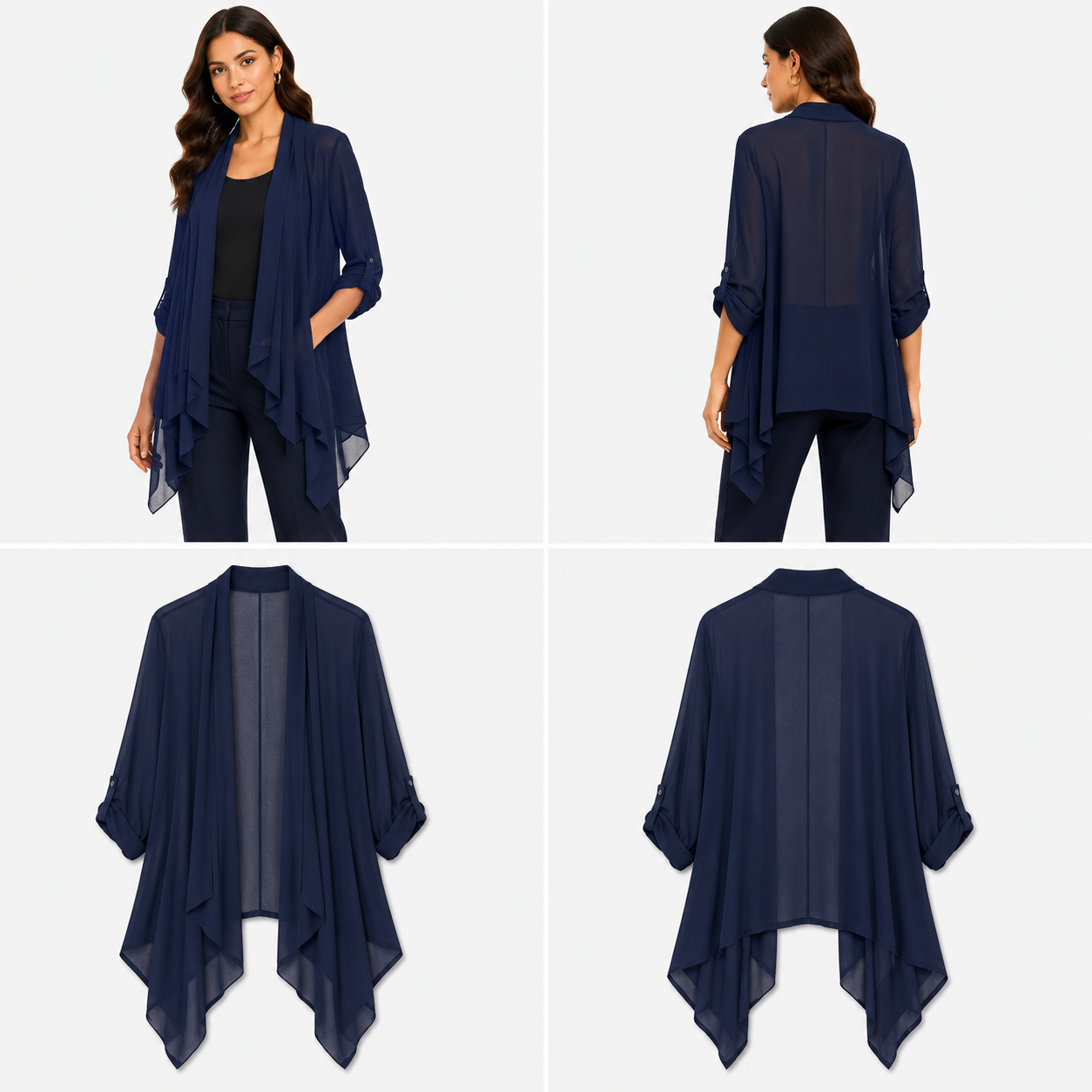 Charlo Navy Sheer Top (Size 14)