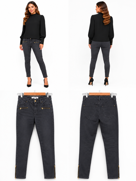 Country Road Grey Jeans Zip Front Detail (Size 10)