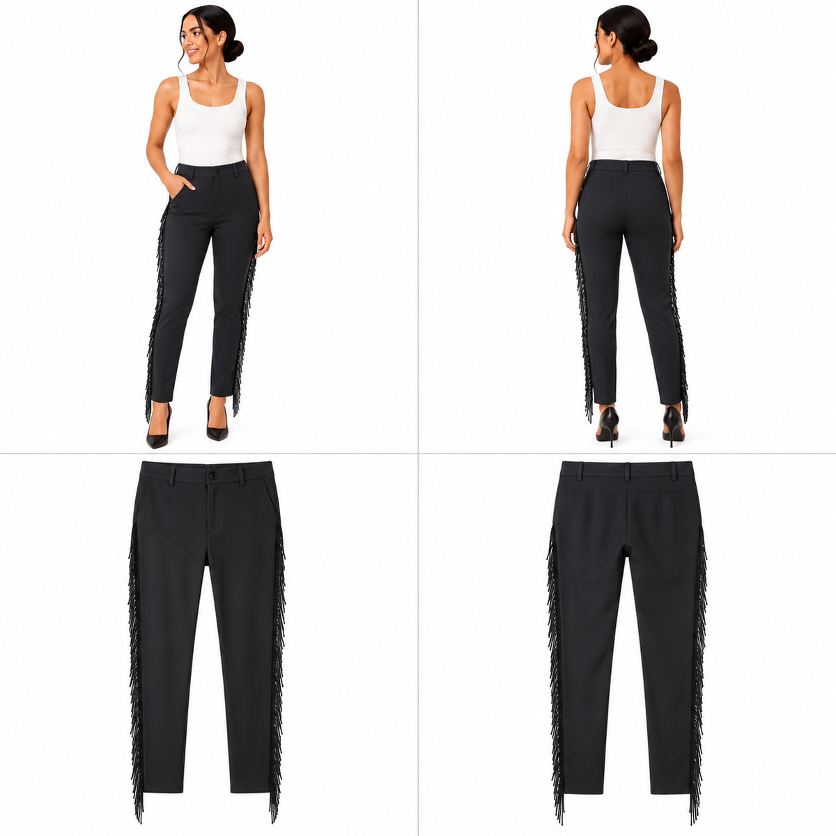 Denny Rose Black Fringed Pants (Size 36)