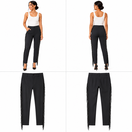 Denny Rose Black Fringed Pants (Size 36)