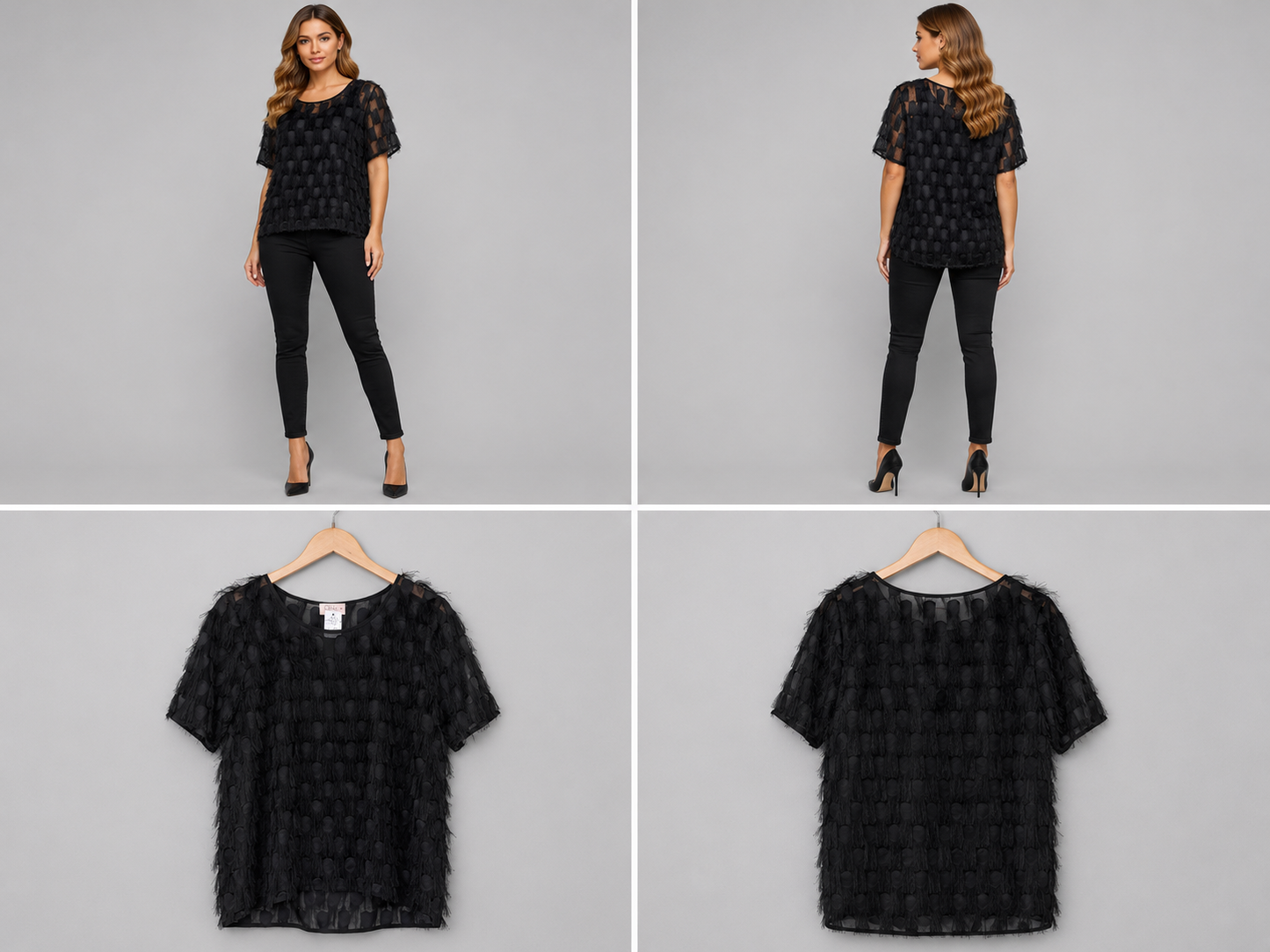 OH3 Black Fringed Top (Size 10)