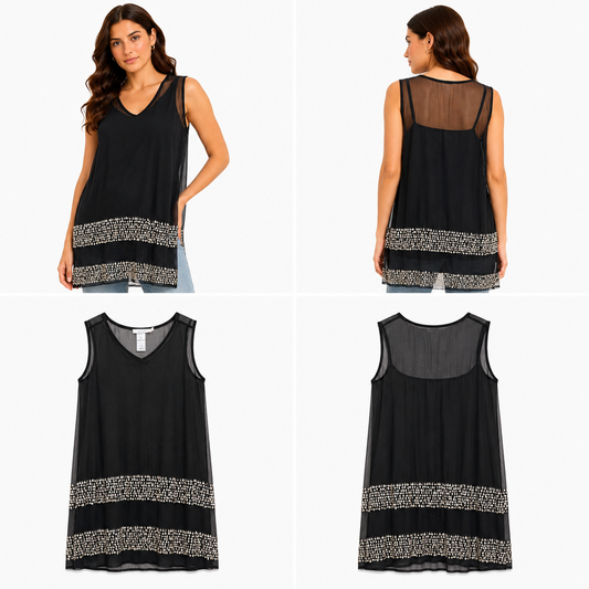 Trelise Cooper Black Dress with Metal Sequins (Size 12)