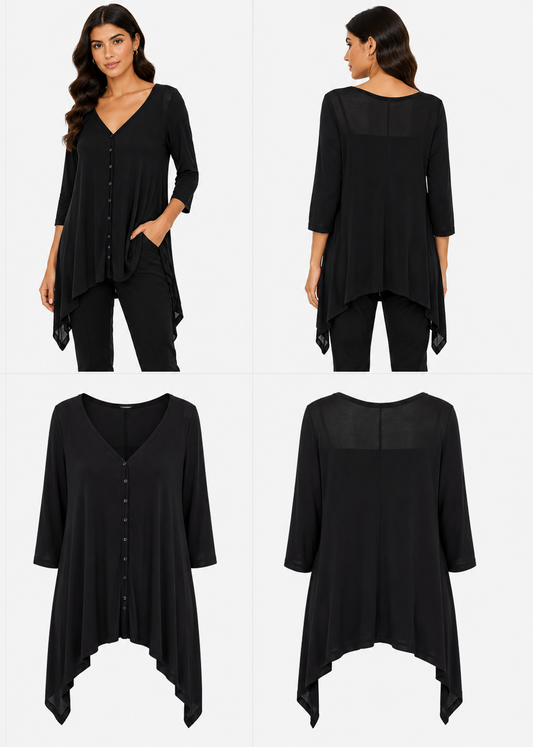 Revue Sheer Black Top (Size 14)