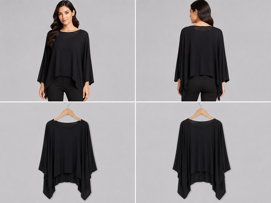 Elk Black Draped Layered Top (Size M)