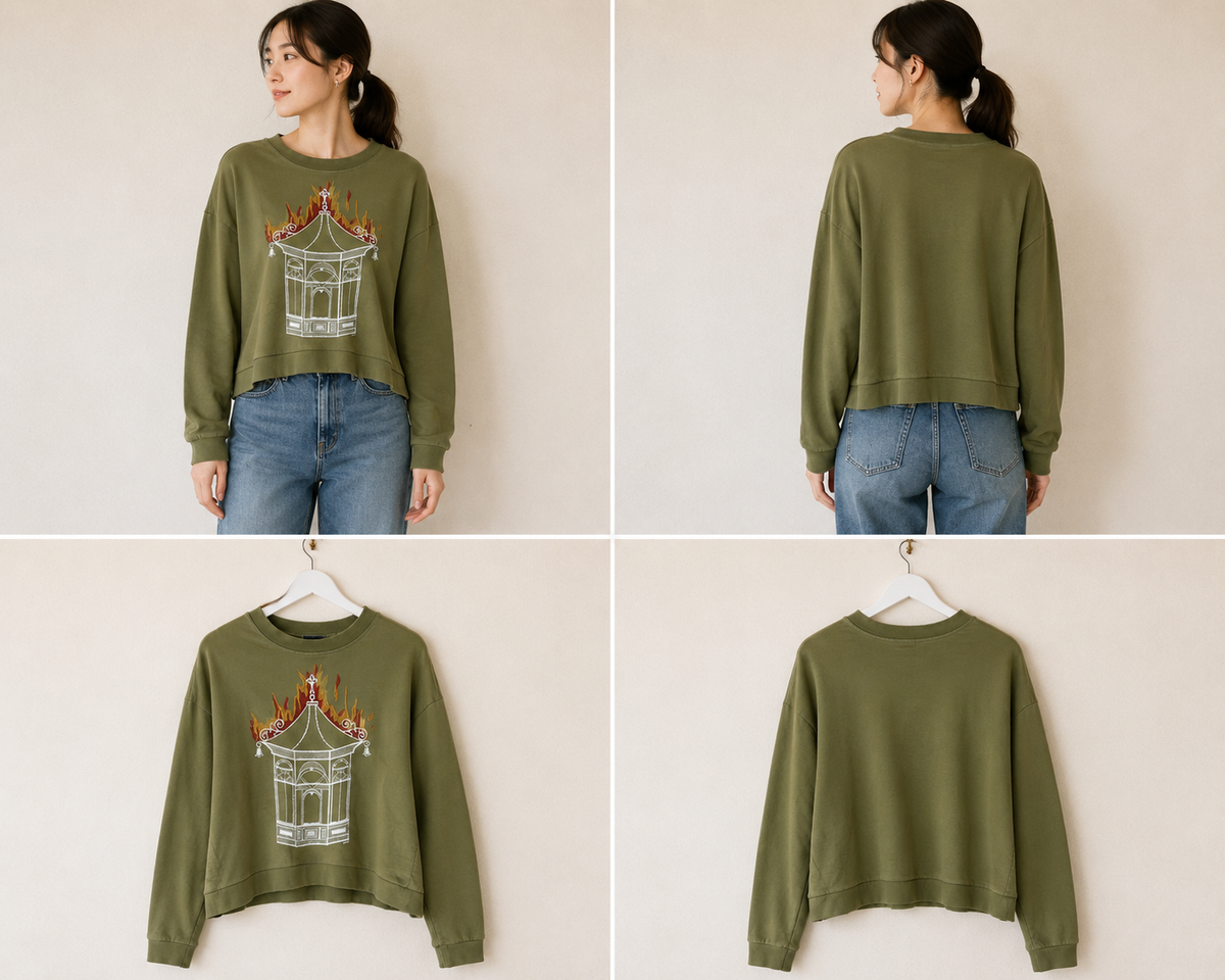 Karen Walker 100% Cotton Sweatshirt Khaki Green (Size 12)