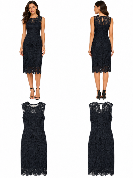 Princess Charlotte Black Dress with Lace Flowers