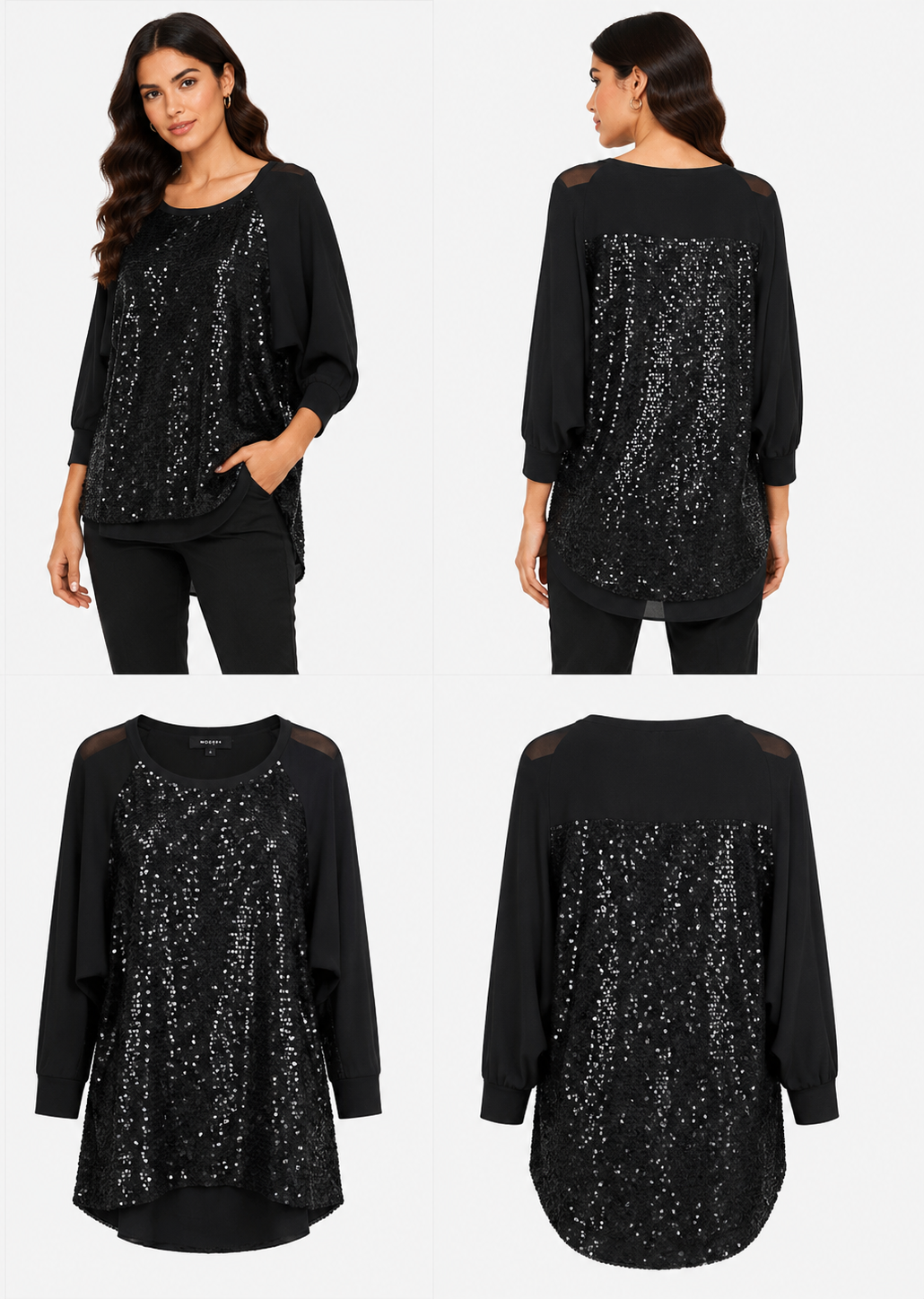 Moochi Black Sequin Top (Size 14)