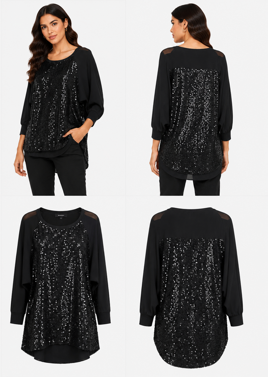 Moochi Black Sequin Top (Size 14)