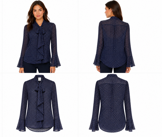 Cooper Navy Beige Spot Top (Size XS)