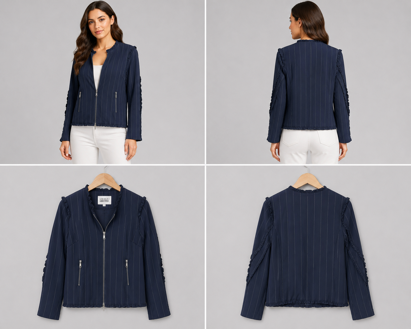 Loobies Story Navy Pinstripe Jacket (Size 10)