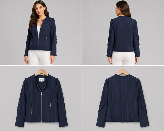 Loobies Story Navy Pinstripe Jacket (Size 10)