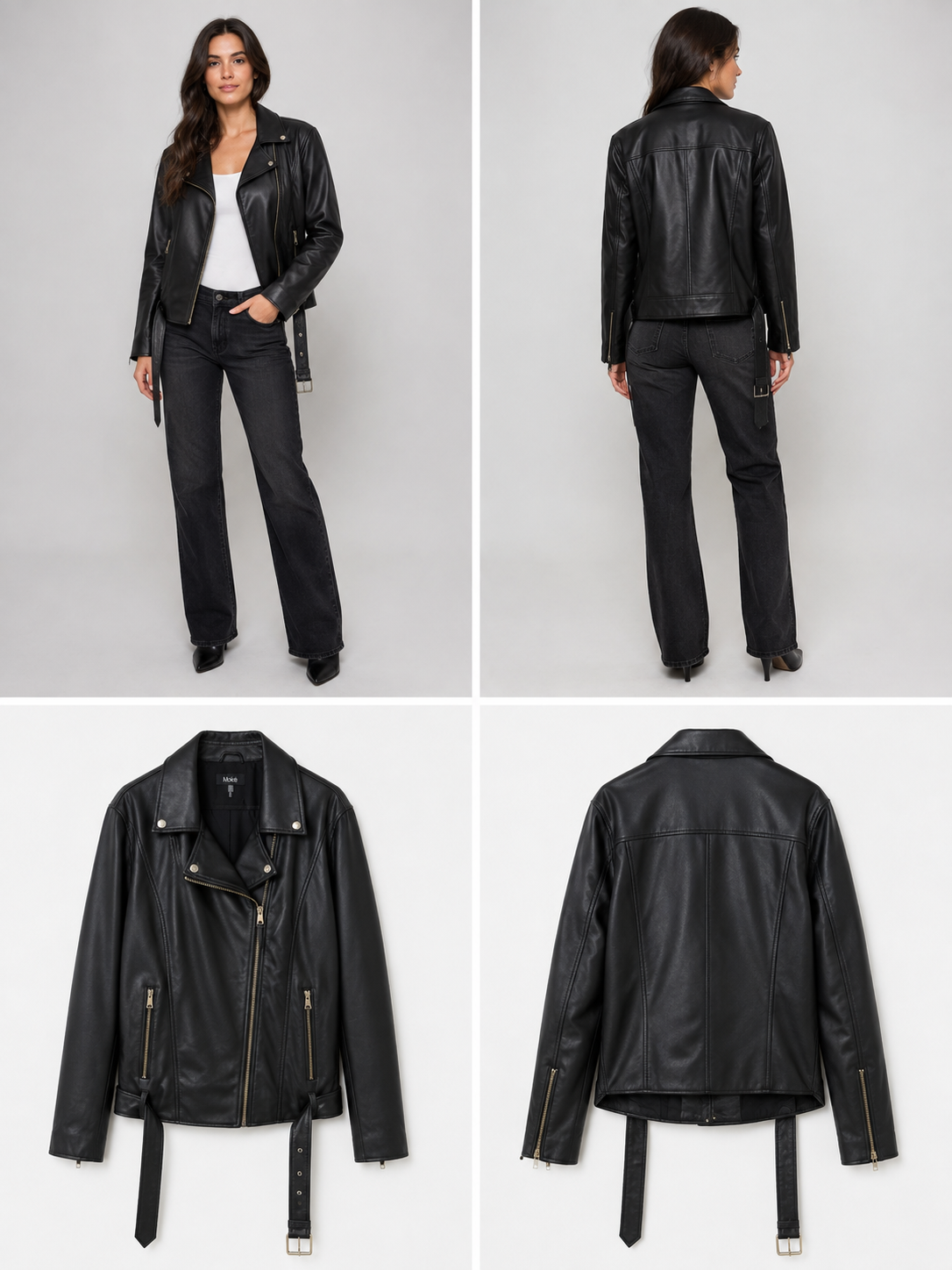 Moke Black Faux Leather Style Jacket (Size 2XL)