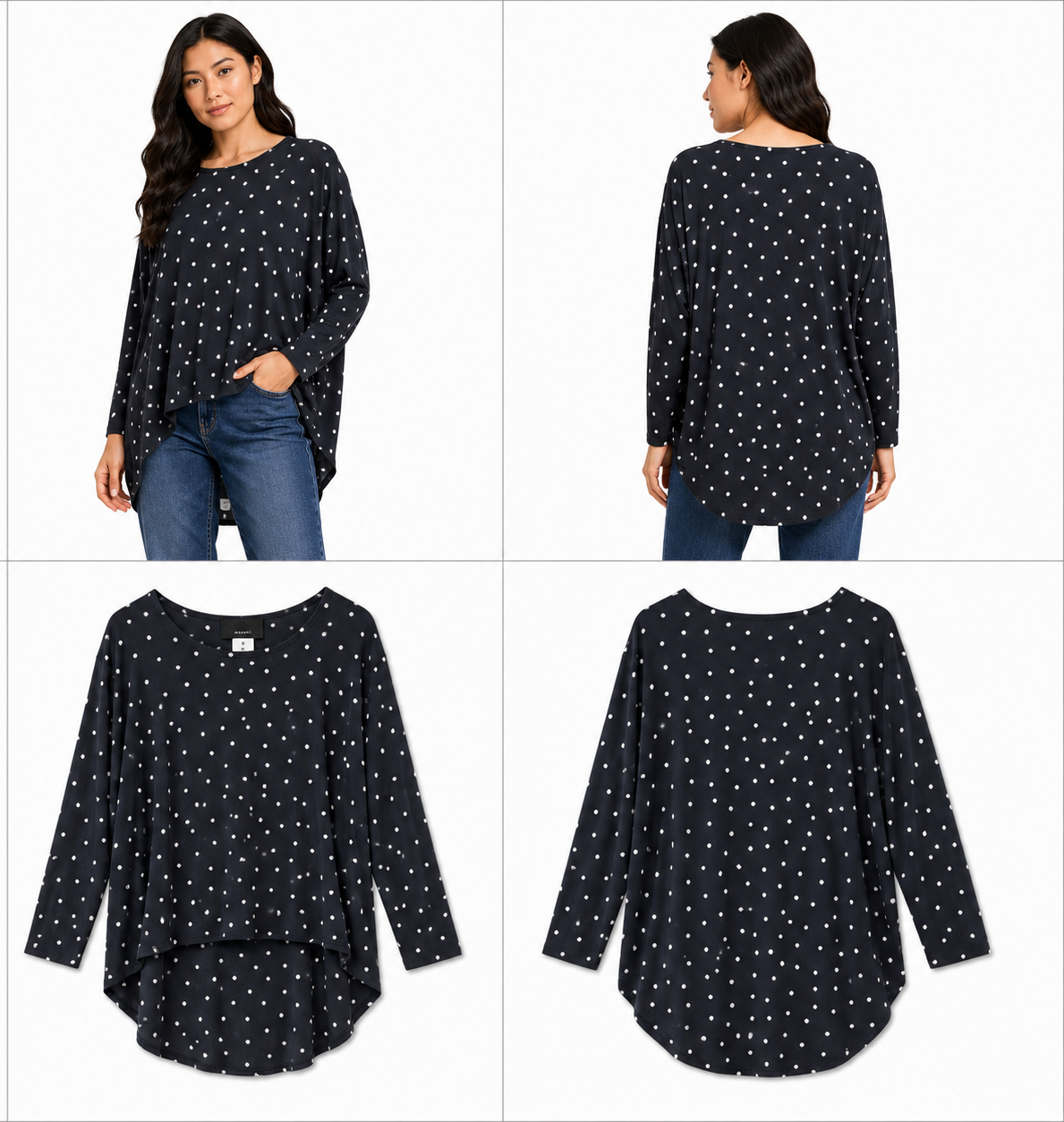 Moochi Black with White Spot Blouse (Size 12)