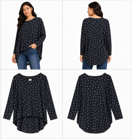 Moochi Black with White Spot Blouse (Size 12)