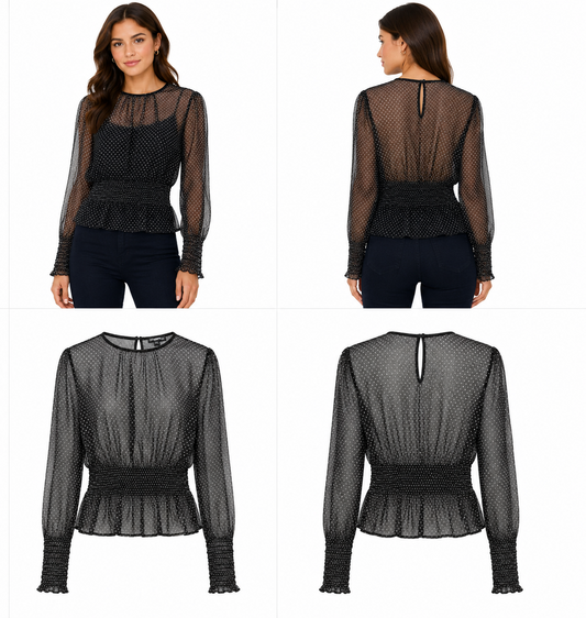Zara Sheer Polka Dot Top (Size S)