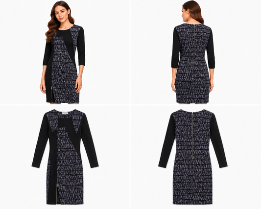 VSSP Black & Grey Geometric Panel Dress (Size 8)