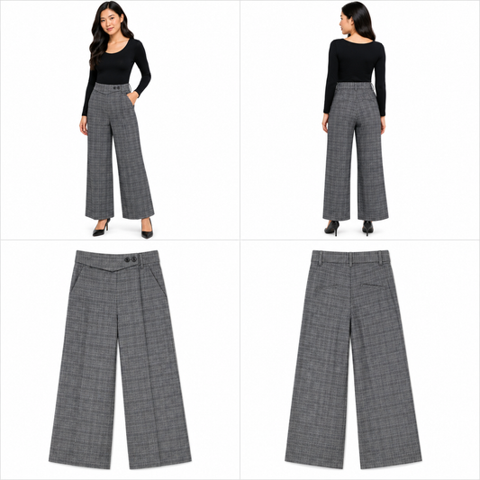 Ricochet Grey Houndstooth Check Pants (Size 10)