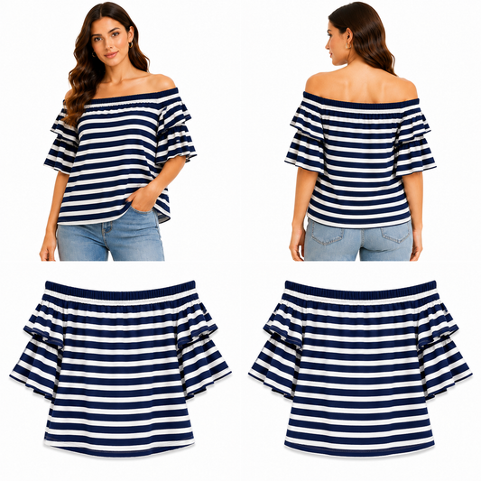 Cooper Stripen Up Blue Striped Top (Size S)