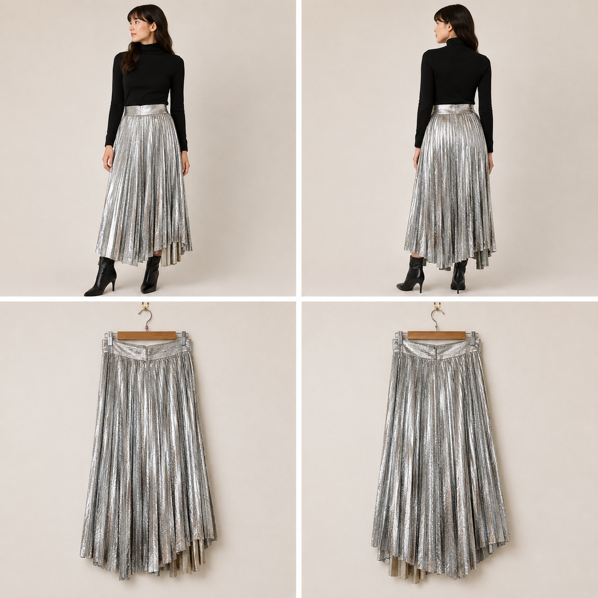 Seed Silver Metallic Skirt (Size 10)