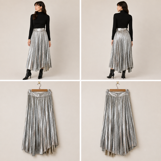 Seed Silver Metallic Skirt (Size 10)