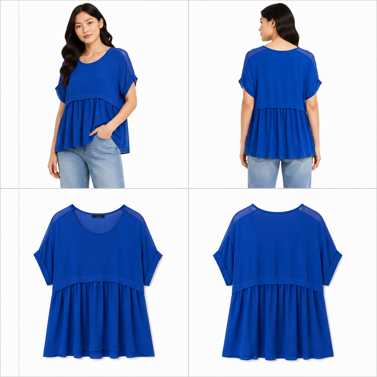 Moochi Blue Sheer Top (Size 14)
