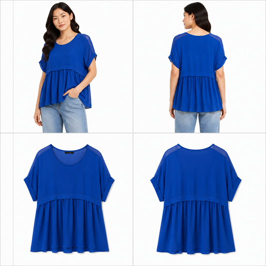 Moochi Blue Sheer Top (Size 14)