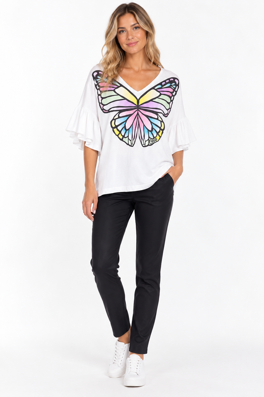 Outfit of the Day: Coop "Born to Butterfly" Tee (Size L) & Verge Wide Leg Pants (Size 10)