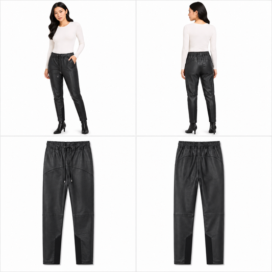 Moochi Collection Sheep Leather Drawstring Pants